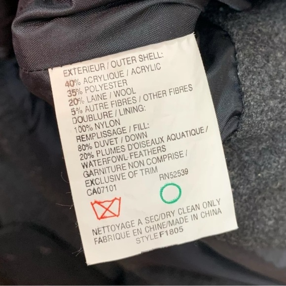 Utex Design Faux Fur Hooded Wool Blend Puffer Coat Jacket Dark Gray Size Small - Picture 7 of 8